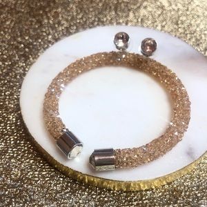 Crystals bangles and earring , champagne color